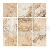 Antico Onyx Travertine 6X6 Tumbled showcasing nine square travertine tiles