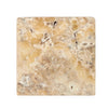 Square tan and white marble piece from Antico Onyx Travertine 6X6 Tumbled collection