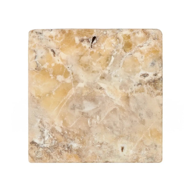 Square marble tile in Antico Onyx Travertine 6X6 Tumbled finish for elegant decor