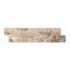 Stacked stone veneer panel in Antico Onyx Travertine Ledger-Panel mosaic design