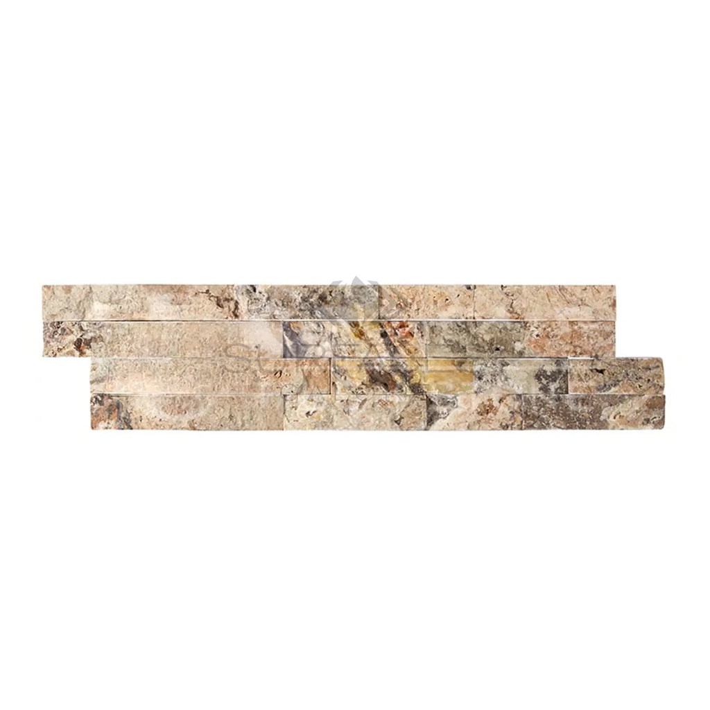 Antico Onyx Travertine Ledger-Panel showcasing elegant split face mosaic tile