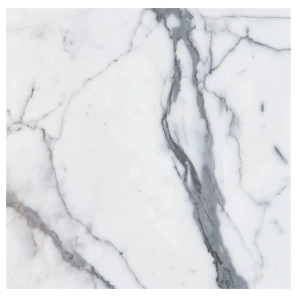White marble tile with gray veining from Arabescato Corchia 12X12 collection