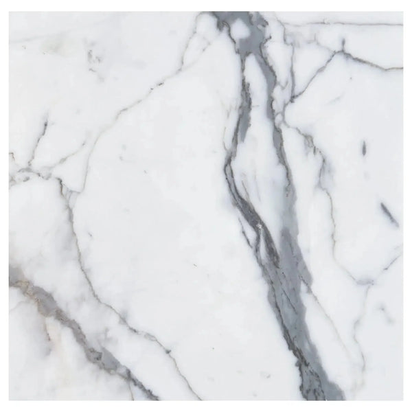 White marble tile with gray veining from Arabescato Corchia 12X12 collection