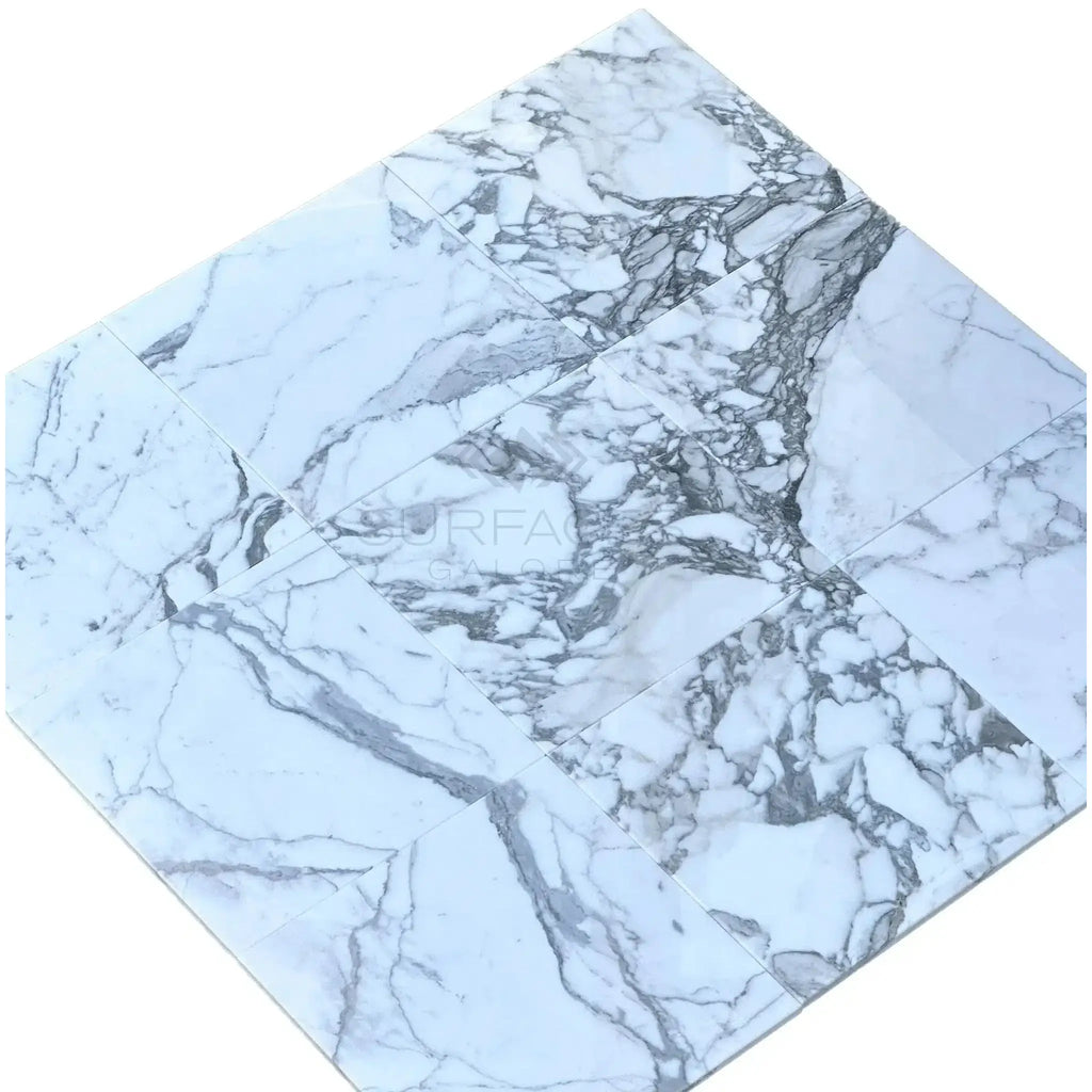 Elegant Arabescato Corchia 12X12 White Marble Tile, available in polished or honed finish