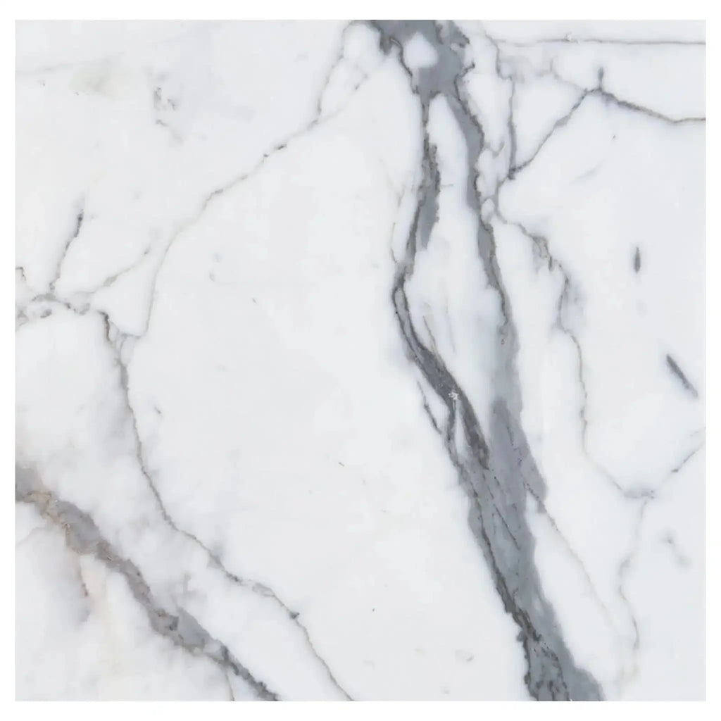 White marble tile with gray veining from Arabescato Corchia 12X12 collection