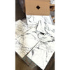 Arabescato Corchia 12x24 marble tile polished or honed with white marble effect and intricate gray veining in warehouse setting