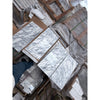 White Arabescato Corchia marble slabs with gray veining on pallets