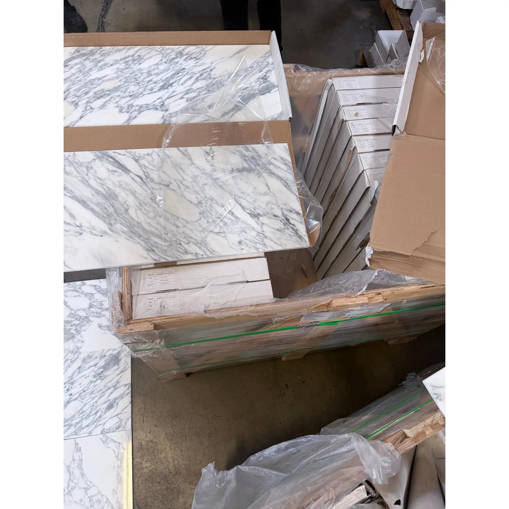 Polished Arabescato Corchia 12x24 marble tile floor