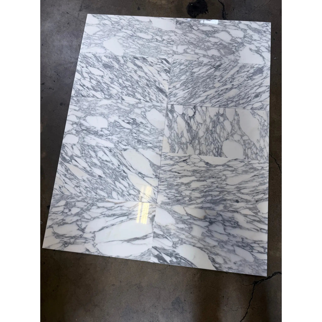 Polished Arabescato Corchia 12x24 white marble tile with gray veining