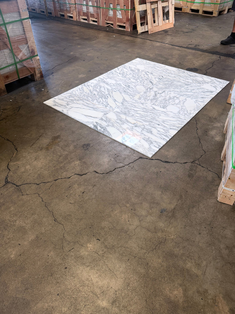 White Arabescato Corchia marble tile floor mat, 12x24, polished, black veining