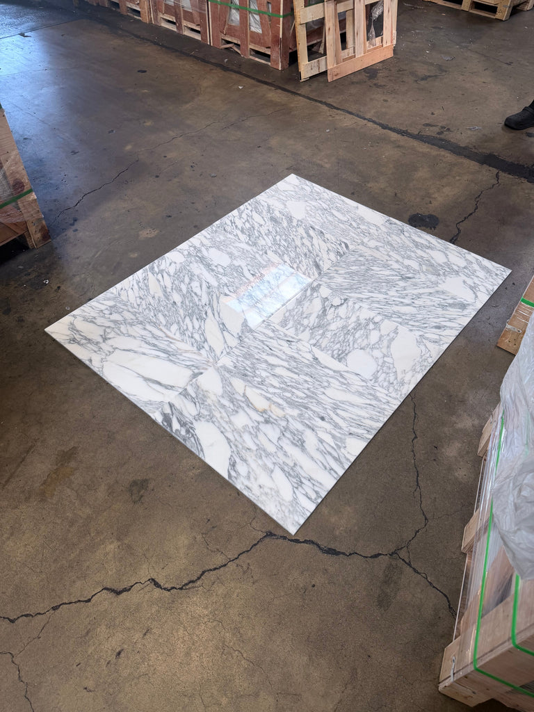 Polished Arabescato Corchia 12x24 marble tile with white stone and gray veins