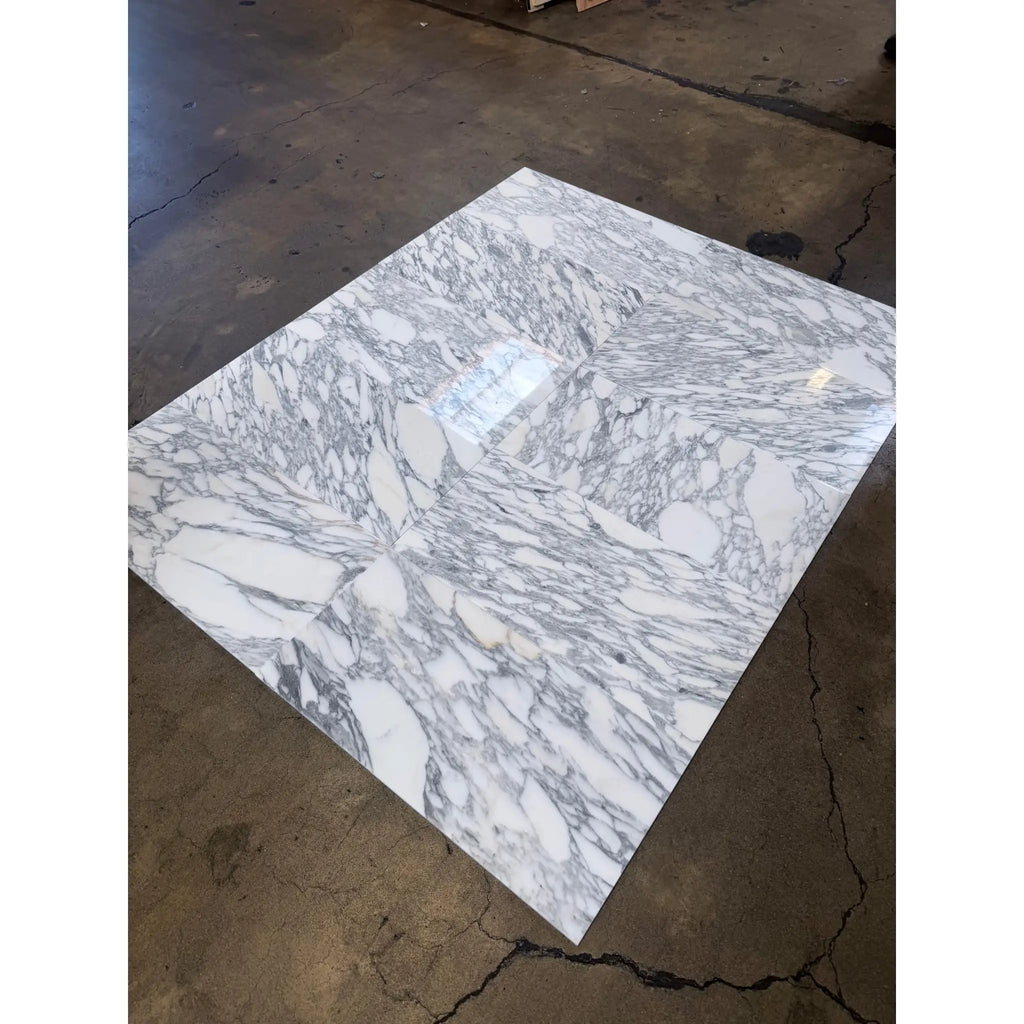 Polished Arabescato Corchia 12x24 marble tile with white slab and gray veining