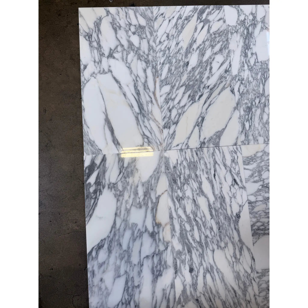 Polished Arabescato Corchia 12x24 white gray marble tile with veining