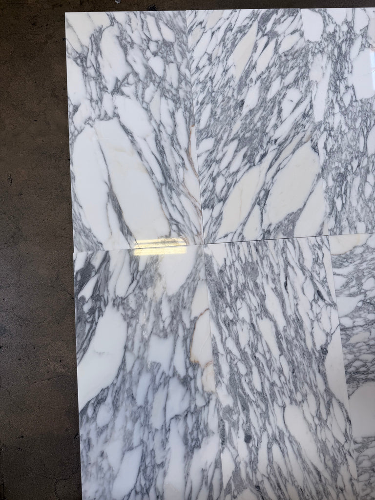 Polished Arabescato Corchia 12x24 white gray marble tile with veining