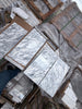 White Arabescato Corchia marble slabs with gray veining, boxed and wrapped
