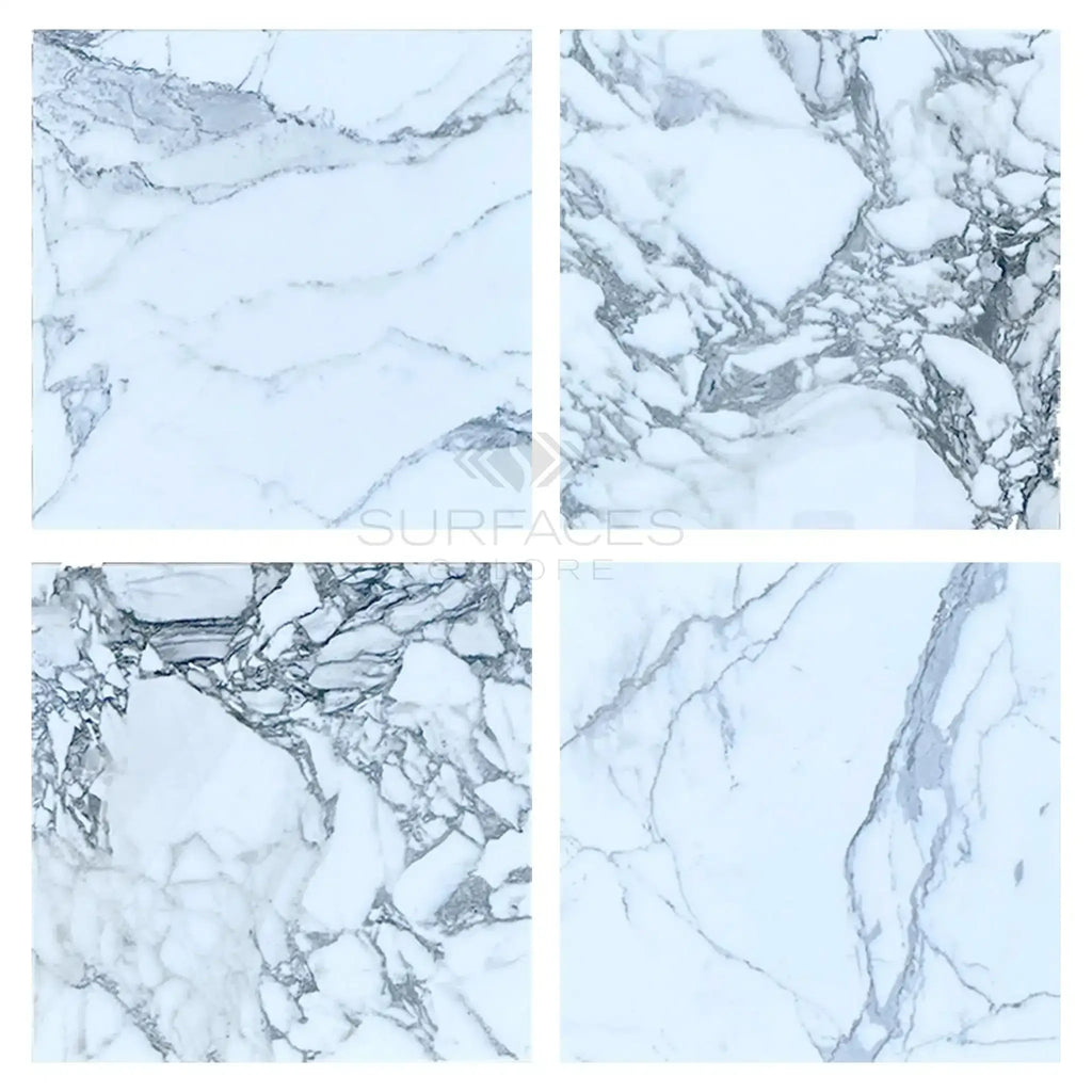 Four marble tile samples of Arabescato Corchia 18X18 polished or honed finish