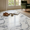 White and gray arabescato corchia 18x18 marble tile with polished glossy finish for elegant flooring applications