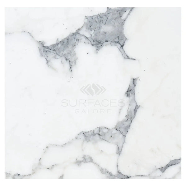 White marble slab with gray veining in Arabescato Corchia 18X18 Marble Tile