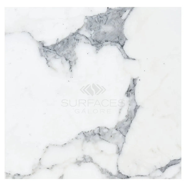 White marble slab with gray veining in Arabescato Corchia 18X18 Marble Tile