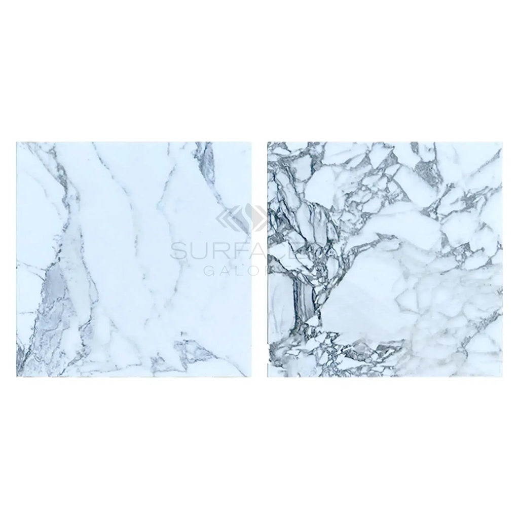 Two Arabescato Corchia 18X18 Marble Tiles in polished and honed finishes