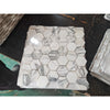 White and gray Arabescato Corchia 2-inch hexagon polished marble mosaic tile panel