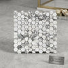 White and gray marble hexagonal mosaic tile panel arabescato corchia 2 inch polished or honed finish