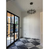 Polished Arabescato Corchia 24x24 marble tile with black and white geometric pattern
