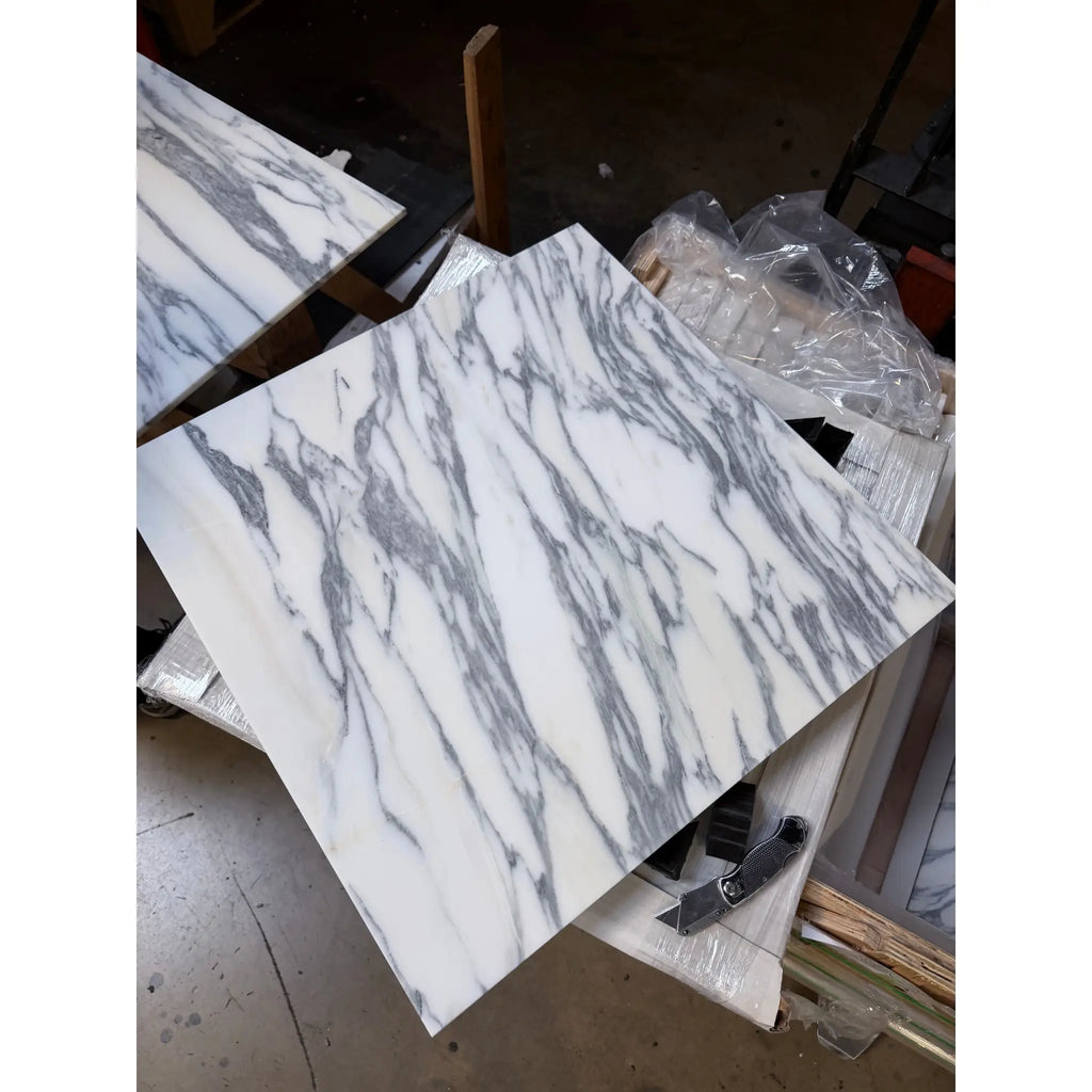 Arabescato Corchia 24x24 polished marble tile with gray veining