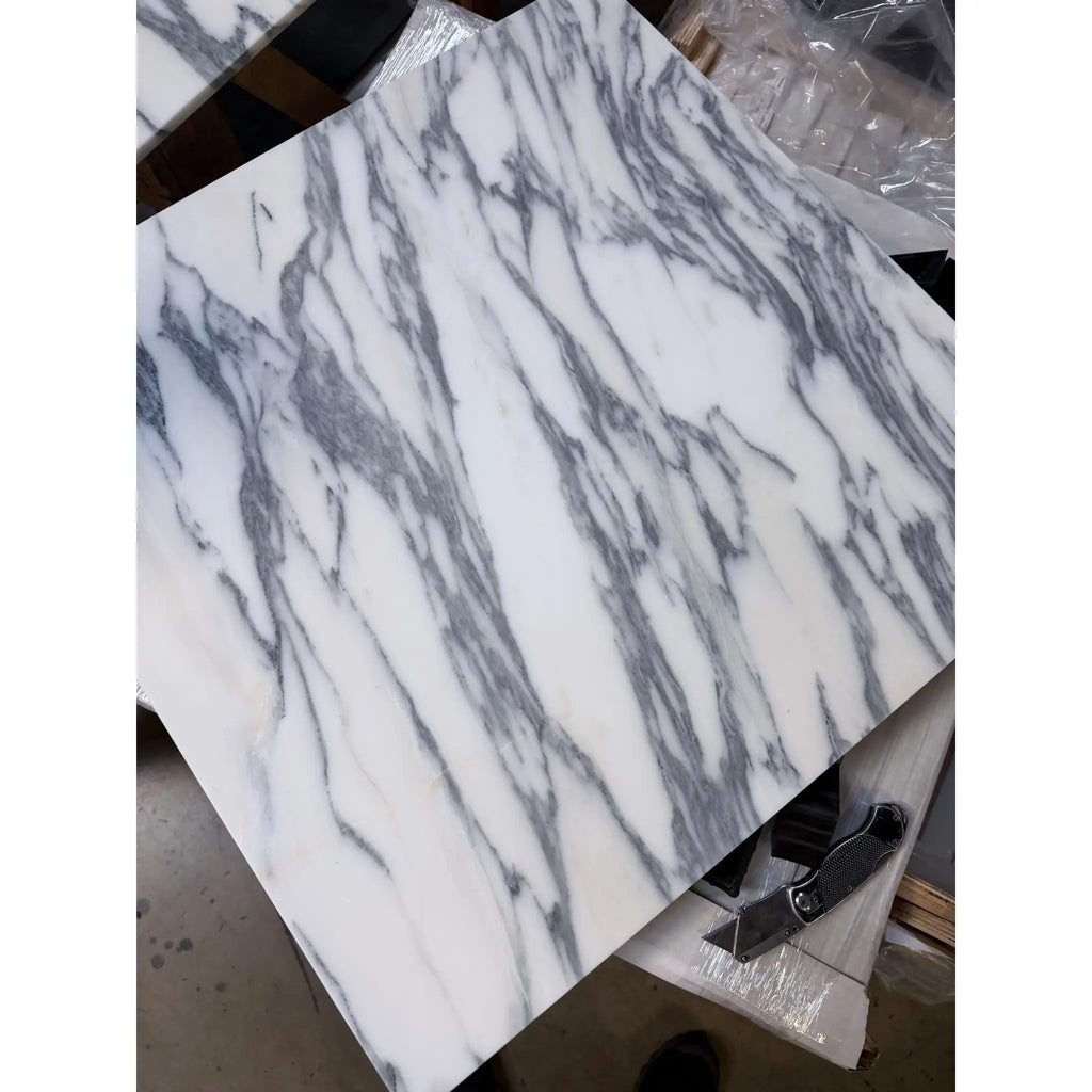 Polished Arabescato Corchia 24x24 white gray marble tile with veining