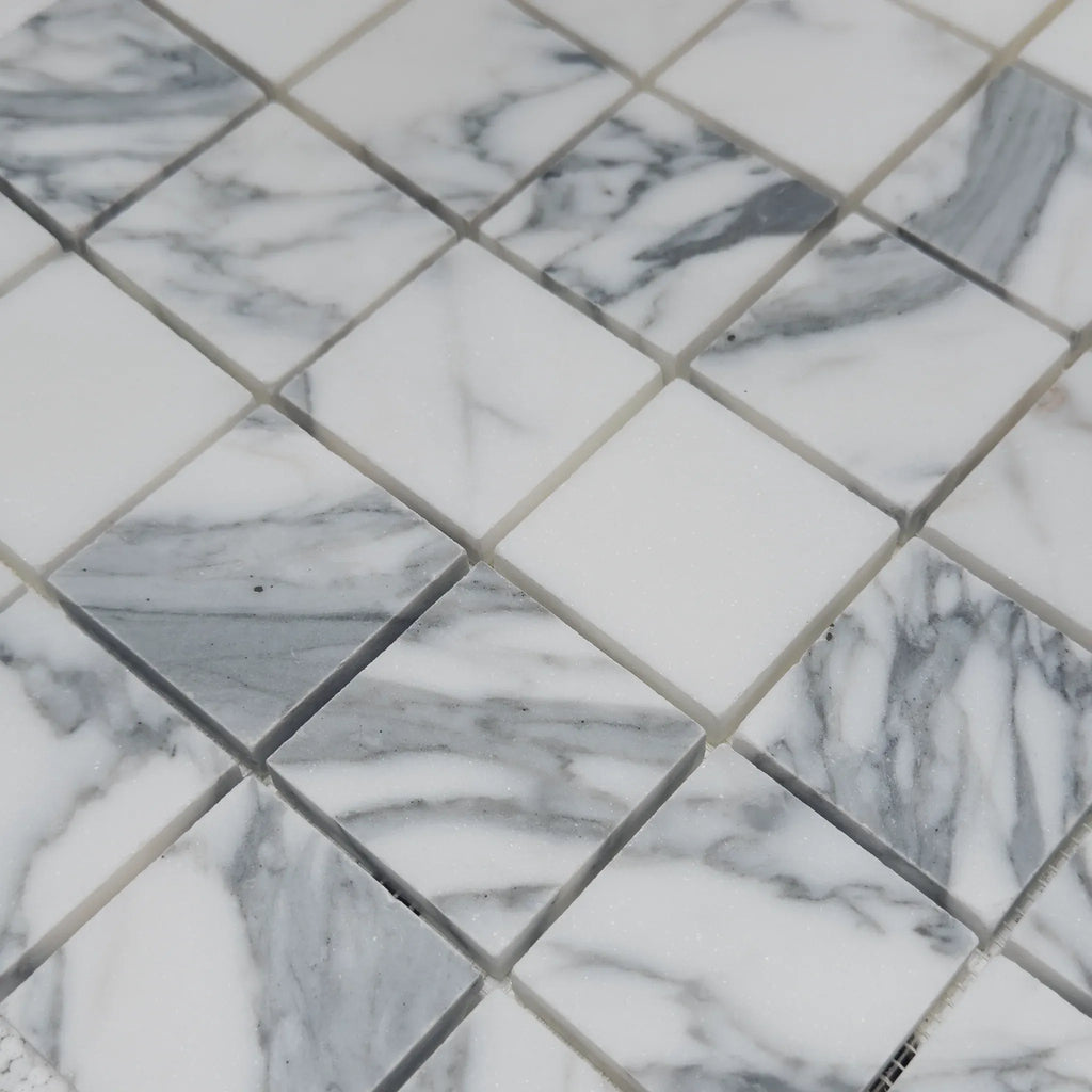 Carrara marble mosaic tile in Arabescato Corchia 2X2 polished or honed finish