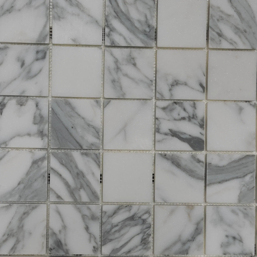 Square marble mosaic tiles in Arabescato Corchia 2X2 polished or honed finish