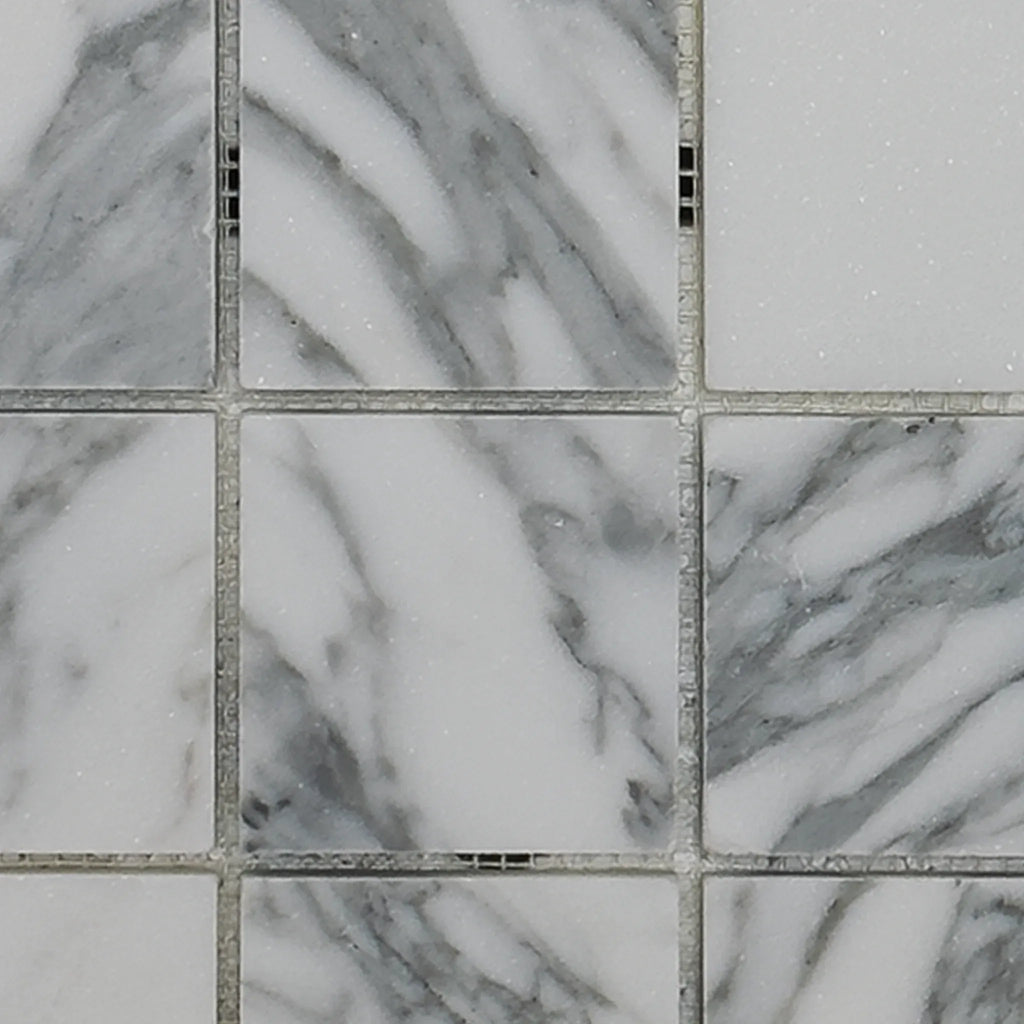 Square marble-patterned tile mosaic of Arabescato Corchia 2X2 Polished or Honed