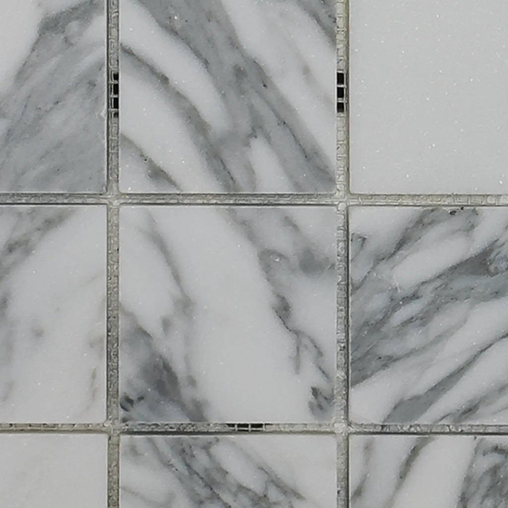 Square marble-patterned tile mosaic of Arabescato Corchia 2X2 Polished or Honed