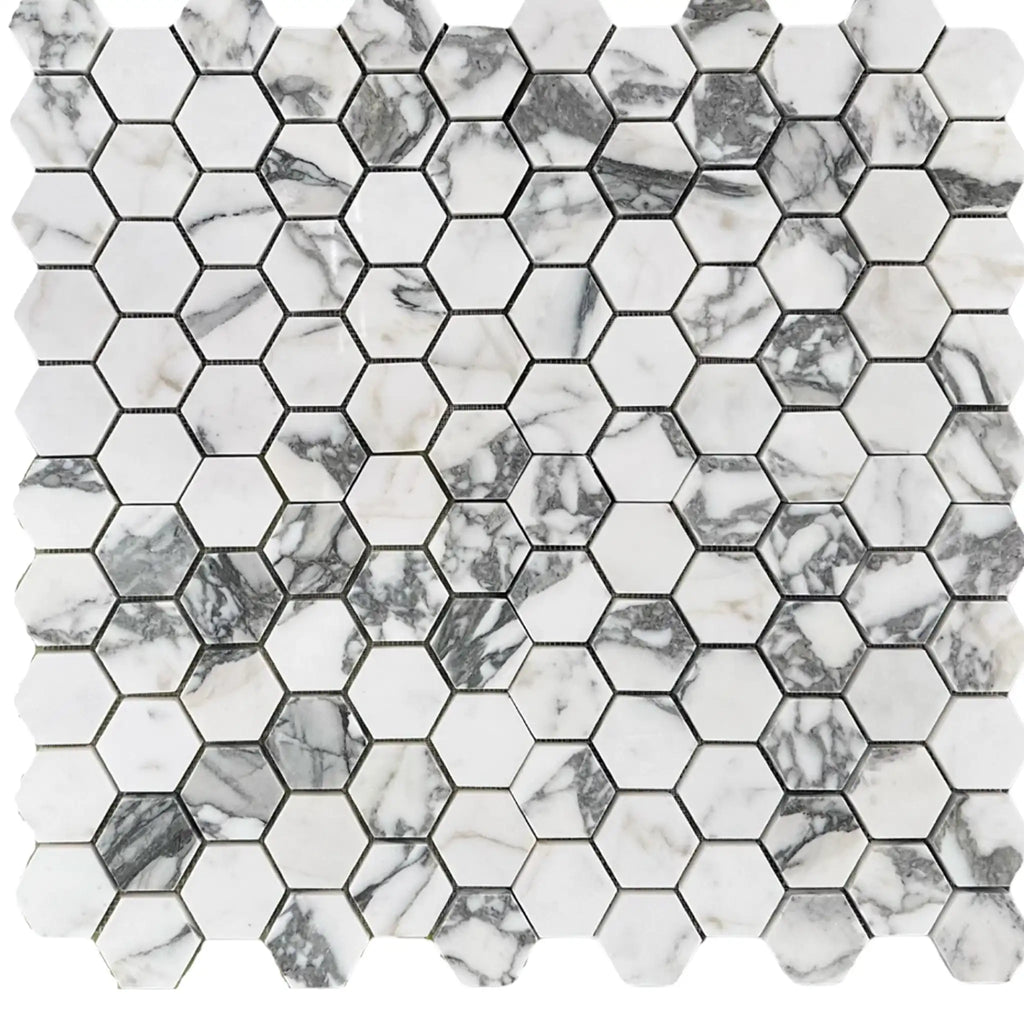 Arabescato Corchia 2-inch white gray hexagon marble mosaic tiles