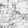 Stacked Arabescato Corchia Marble tiles in 1 1/8 X 12 Mosaic design