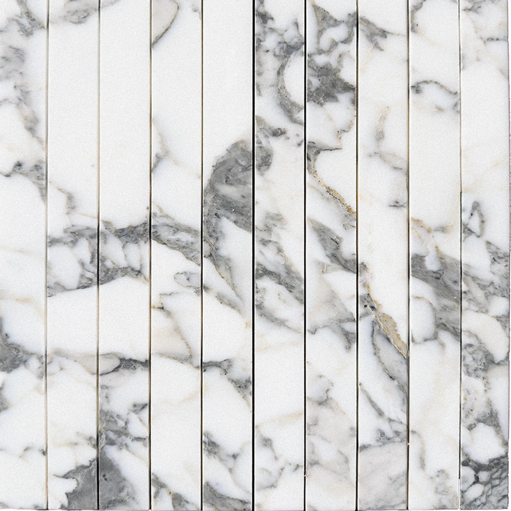 Arabescato Corchia Marble 1 1/8 X 12 Mosaic showcasing elegant marble mosaic tile