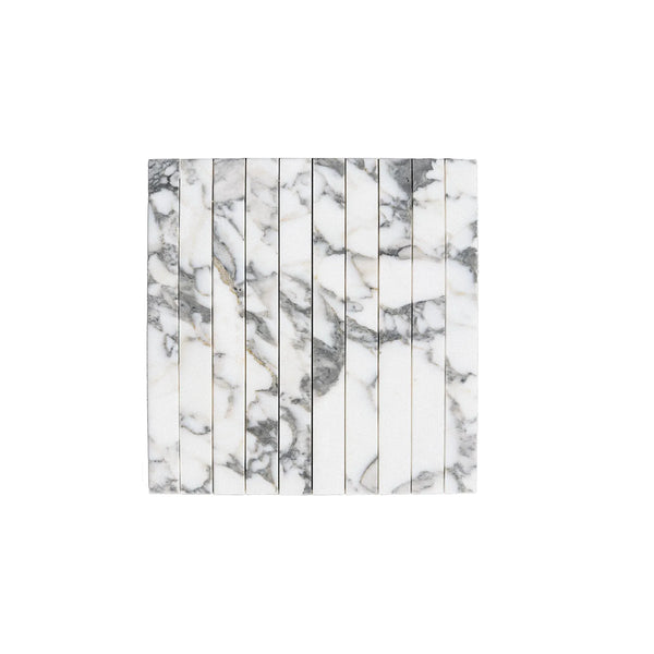 White marble tile mosaic of Arabescato Corchia Marble 1 1/8 X 12 in elegant design