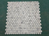 Arabescato Corchia PennyRound white marble mosaic tile, polished grid of round pieces