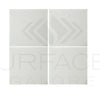 Four white embossed tiles from Arcadia Quartz polished tile collection