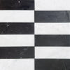 Black and white marble tile pattern in Arezzo Carrara White and Nero Marquina 4X12 Set