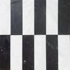 Black and white marble tile pattern of Arezzo in Carrara White and Nero Marquina 4X12 Set