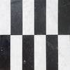 Black and white marble tile pattern of Arezzo in Carrara White and Nero Marquina 4X12 Set