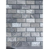Gray marble-effect brick mosaic tile wall in Atlantic Gray Marble 1x2 polished or honed