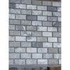Atlantic Gray Marble 1x2 brick mosaic tiles in polished gray stone pattern