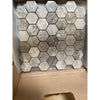 Atlantic gray marble 2 inch hexagon mosaic tiles with polished or honed finish featuring gray beige and brown veining