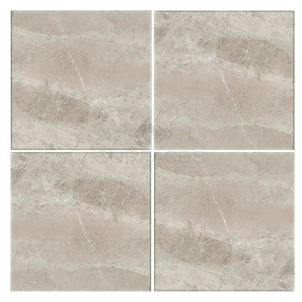 Four square Atlantic Gray Marble 24X24 polished or honed tiles displayed together