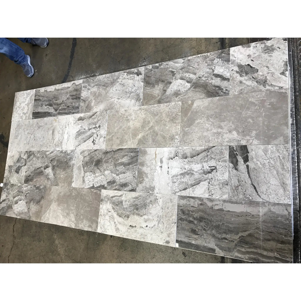 Gray Marble Tile Panel from Atlantic Gray Marble 4XFree-Length Tile Split-Faced