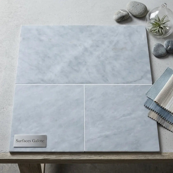 Azure Imperio 18x18 marble tile light gray ceramic with subtle veining and smooth glossy finish for stylish flooring