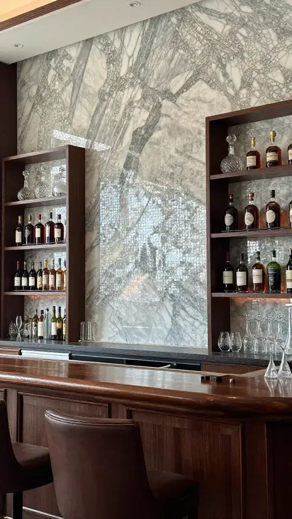 High-End Home Bar Wall Treatment