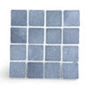 Bardiglio 3X3 Tumbled dark blue-gray speckled stone tiles with rounded corners arranged in a grid